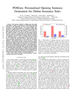 POSGen: Personalized Opening Sentence Generation for Online Insurance
  Sales