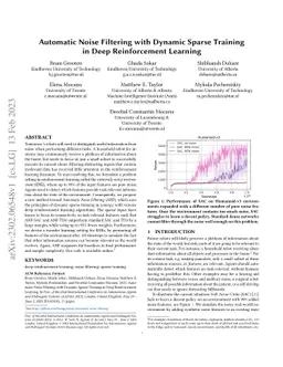 Automatic Noise Filtering with Dynamic Sparse Training in Deep
  Reinforcement Learning
