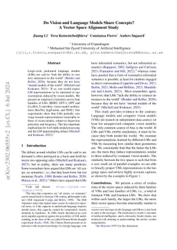 Do Vision and Language Models Share Concepts? A Vector Space Alignment
  Study