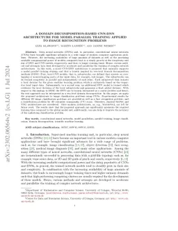 A Domain Decomposition-Based CNN-DNN Architecture for Model Parallel
  Training Applied to Image Recognition Problems