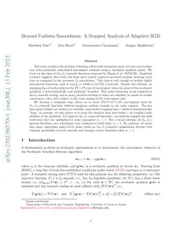 Beyond Uniform Smoothness: A Stopped Analysis of Adaptive SGD