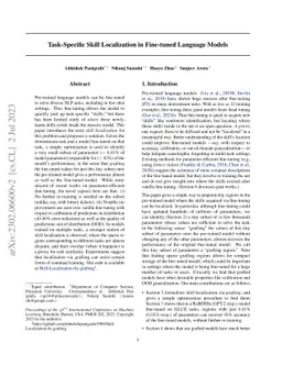 Task-Specific Skill Localization in Fine-tuned Language Models