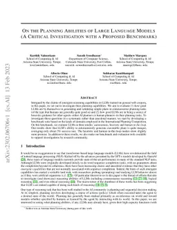 On the Planning Abilities of Large Language Models (A Critical
  Investigation with a Proposed Benchmark)
