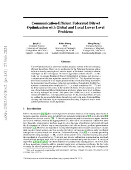Communication-Efficient Federated Bilevel Optimization with Local and
  Global Lower Level Problems