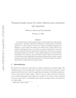 Trimmed sample means for robust uniform mean estimation and regression