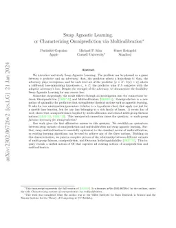 Swap Agnostic Learning, or Characterizing Omniprediction via
  Multicalibration