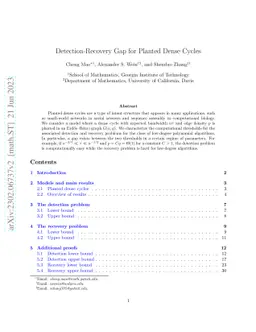 Detection-Recovery Gap for Planted Dense Cycles