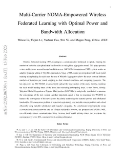 Multi-Carrier NOMA-Empowered Wireless Federated Learning with Optimal
  Power and Bandwidth Allocation