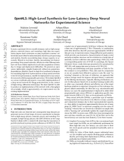 OpenHLS: High-Level Synthesis for Low-Latency Deep Neural Networks for
  Experimental Science