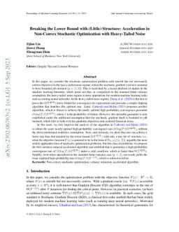 Breaking the Lower Bound with (Little) Structure: Acceleration in
  Non-Convex Stochastic Optimization with Heavy-Tailed Noise