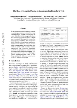 The Role of Semantic Parsing in Understanding Procedural Text