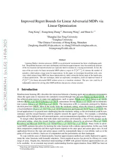 Improved Regret Bounds for Linear Adversarial MDPs via Linear
  Optimization
