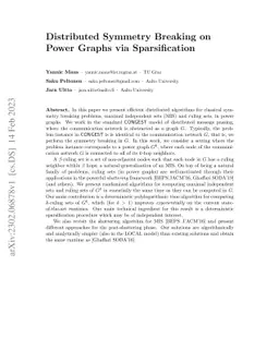 Distributed Symmetry Breaking on Power Graphs via Sparsification