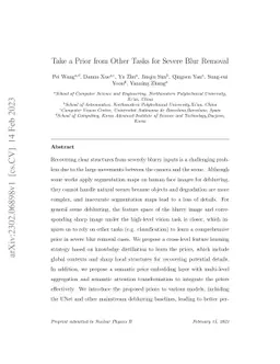 Take a Prior from Other Tasks for Severe Blur Removal