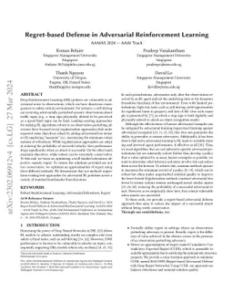 Regret-Based Defense in Adversarial Reinforcement Learning