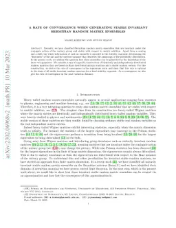 A rate of convergence when generating stable invariant Hermitian random
  matrix ensembles
