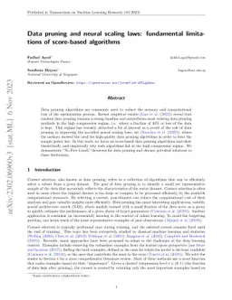 Data pruning and neural scaling laws: fundamental limitations of
  score-based algorithms