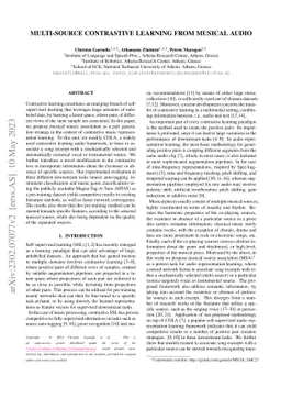 Multi-Source Contrastive Learning from Musical Audio