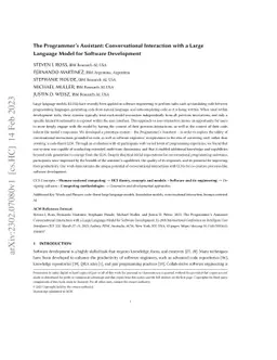 The Programmer's Assistant: Conversational Interaction with a Large
  Language Model for Software Development