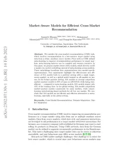 Market-Aware Models for Efficient Cross-Market Recommendation