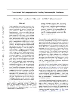 Event-based Backpropagation for Analog Neuromorphic Hardware