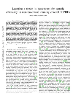 Learning a model is paramount for sample efficiency in reinforcement
  learning control of PDEs