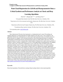 Point Cloud Registration for LiDAR and Photogrammetric Data: a Critical
  Synthesis and Performance Analysis on Classic and Deep Learning Algorithms