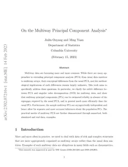 On the Multiway Principal Component Analysis
