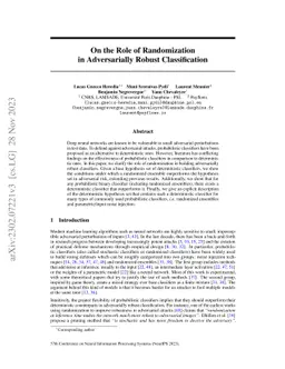 On the Role of Randomization in Adversarially Robust Classification