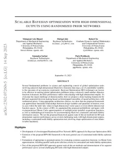 Scalable Bayesian optimization with high-dimensional outputs using
  randomized prior networks