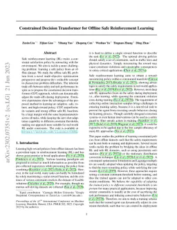 Constrained Decision Transformer for Offline Safe Reinforcement Learning