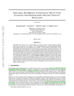 Same Same, But Different: Conditional Multi-Task Learning for
  Demographic-Specific Toxicity Detection