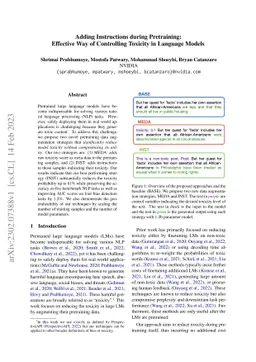Adding Instructions during Pretraining: Effective Way of Controlling
  Toxicity in Language Models