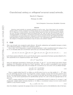 Convolutional unitary or orthogonal recurrent neural networks