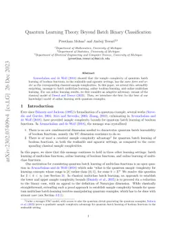 Quantum Learning Theory Beyond Batch Binary Classification