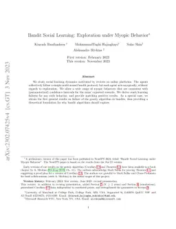 Bandit Social Learning: Exploration under Myopic Behavior