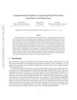 Computational Complexity of Learning Neural Networks: Smoothness and
  Degeneracy