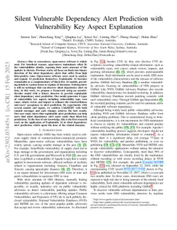 Silent Vulnerable Dependency Alert Prediction with Vulnerability Key
  Aspect Explanation