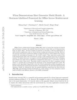 When Demonstrations Meet Generative World Models: A Maximum Likelihood
  Framework for Offline Inverse Reinforcement Learning