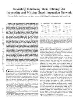 Revisiting Initializing Then Refining: An Incomplete and Missing Graph
  Imputation Network
