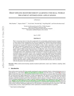 Deep Offline Reinforcement Learning for Real-world Treatment
  Optimization Applications