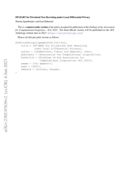 DP-BART for Privatized Text Rewriting under Local Differential Privacy