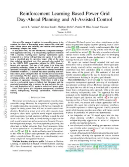 Reinforcement Learning Based Power Grid Day-Ahead Planning and
  AI-Assisted Control