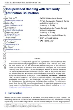 Unsupervised Hashing with Similarity Distribution Calibration