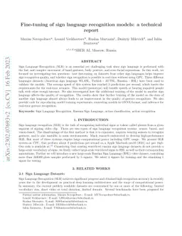 Fine-tuning of sign language recognition models: a technical report