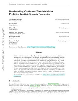 Benchmarking Continuous Time Models for Predicting Multiple Sclerosis
  Progression