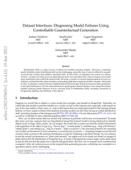 Dataset Interfaces: Diagnosing Model Failures Using Controllable
  Counterfactual Generation
