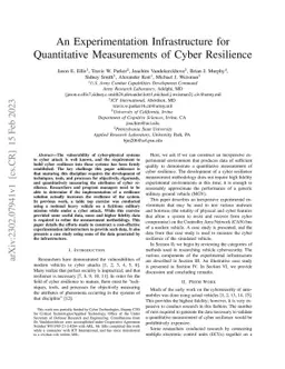 An Experimentation Infrastructure for Quantitative Measurements of Cyber
  Resilience