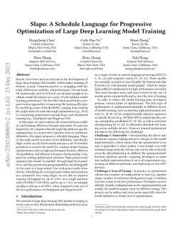 Slapo: A Schedule Language for Progressive Optimization of Large Deep
  Learning Model Training