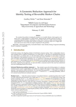 A Geometric Reduction Approach for Identity Testing of Reversible Markov
  Chains